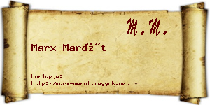Marx Marót névjegykártya
